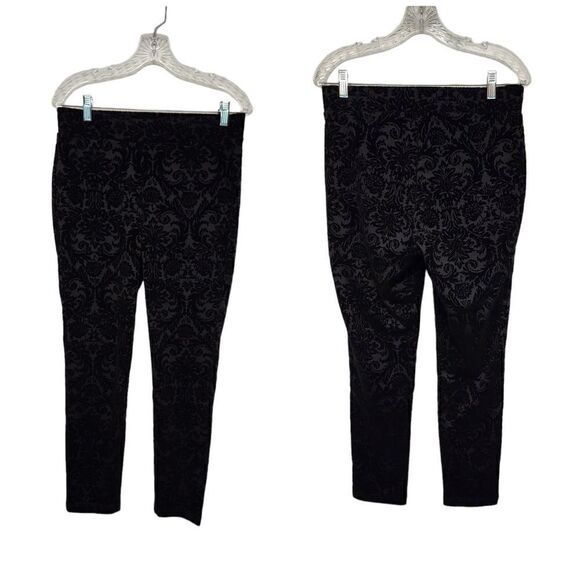 Roz & Ali Pull-On Velvet Floral Leggings Size Medium - Picture 1 of 6